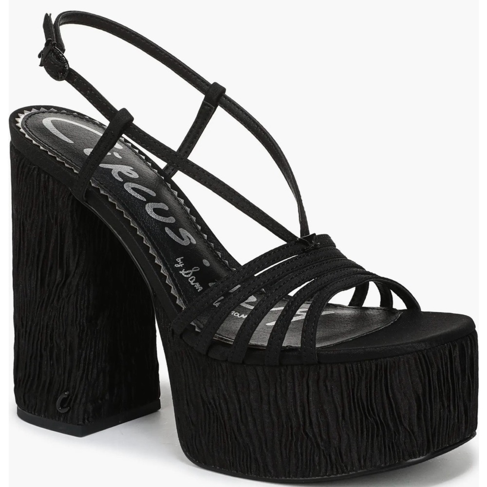 Circus by Sam Edelman Black Textured Platform Strappy Sandal